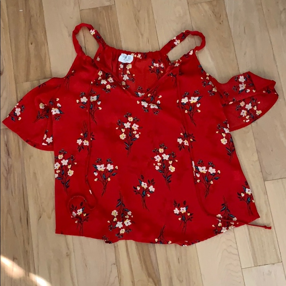 Cold shoulder floral blouse